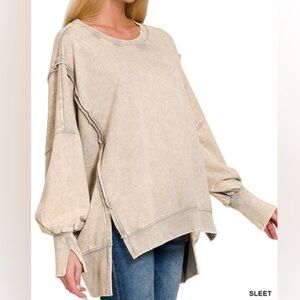 Women's Beige Oversized Sweatshirt